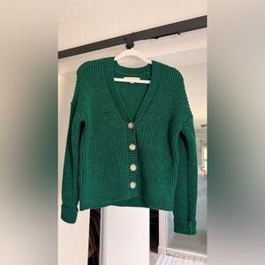 Loft Green Button-Up Women's Sweater